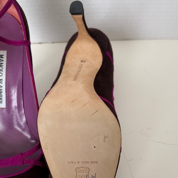 Manolo Blahnik Purple and Brown Heels - Picture 8 of 16